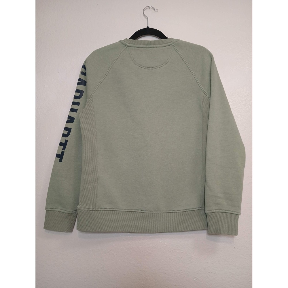 Carhartt Womens Relaxed Fit Sage Green Graphic Sleeve Sweatshirt Small S 4-6 - Picture 5 of 6